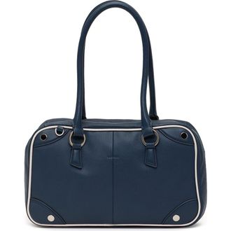 Hammitt Medium Meredith Leather Shoulder Bag in Nautical Navy/Silver at Nordstrom