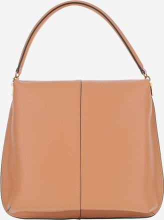 Tod's Womens Large Leather T Case Hobo Bag Beige Shoulder