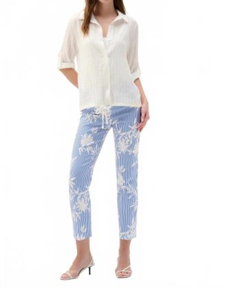 Joseph Ribkoff Textured Drawstring Hem Blouse In Vanilla