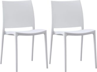 Clp Set de 2 silla de jard&iacute;n apilable en pl&aacute;stico blanco