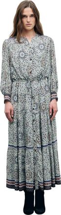 Gerard Darel Cyril Long Sleeve V-Neck Maxi Dress in Sky Blue at Nordstrom, Size 14