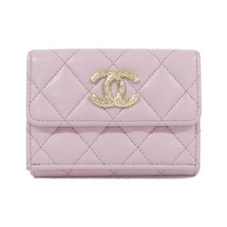 Chanel Pink Grained Calfskin Wallet (Tri-Fold) (Pre-Owned)