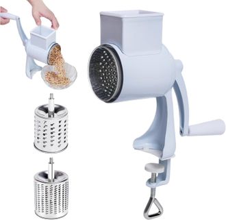 OEM Rallador De Queso Rotatorio, Rallador De Queso Manual, Rallador De Queso Con Manivela Y Abrazadera De Mesa, Molinillo De Man&iacute; Manual Con 2 Cuchillas E