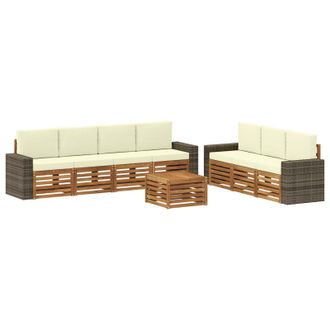 vidaXL Juegos De Sof&aacute;s Con Coj&iacute;n 8 Pcs Madera De Acacia S&oacute;lida Vidaxl