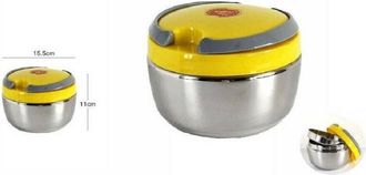 Trade Shop Trade Shop - Portavivande Ermetico 800 Ml Contenitore Inox Abs Contenitore Porta Pranzo