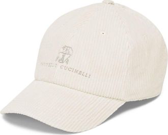 Brunello Cucinelli Logo-Embroidered Corduroy Cap - Mens - Cashmere/Spandex/Elastane/Cotton