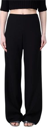 Emporio Armani Pantalone a gamba larga in cr&ecirc;pe - - Trousers - Donna - Nero - S
