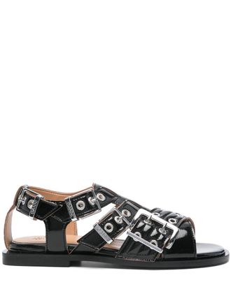 Ganni Womens Eyelet-Detailing Sandals