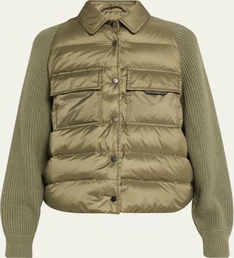 Brunello Cucinelli Superlight Down Padded Jacket With Knit Sleeves