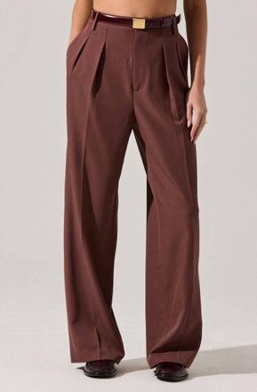 Astr Faria Straight Leg Pant In Plum Brown