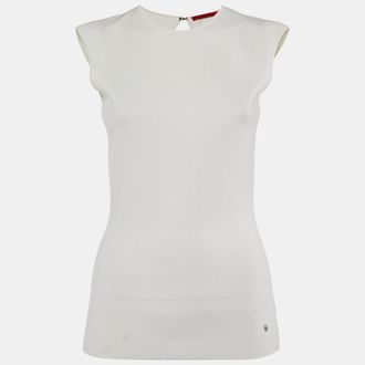 Carolina Herrera Off White Knit Open Back Top