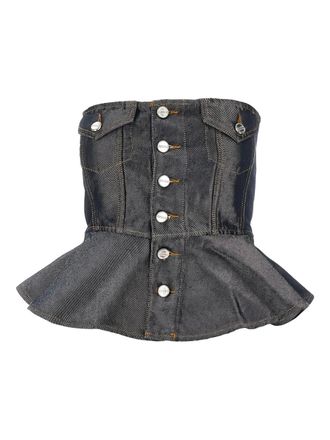 Ganni button denim top - Grey