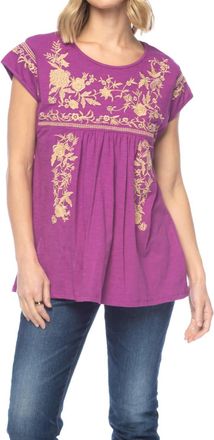 Tolani Anice Cap Sleeve Blouse In Purple