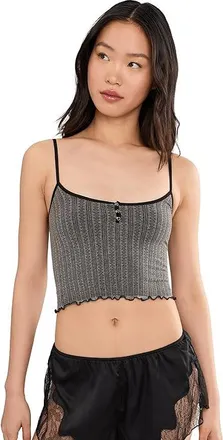 Free People Snap Into It Henley Crop Womens Clothing Black : L-XL (US Womens 14-16), Nylon/Spandex