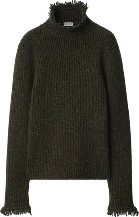 Burberry Fringed Rib-Knit Wool Sweater, Size X-Small