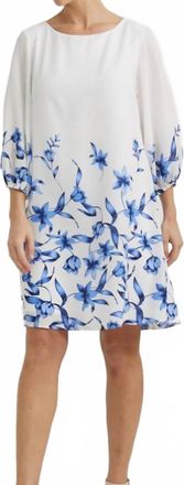 Joseph Ribkoff 3/4 Sleeve Floral Shift Dress In Vanilla/multi