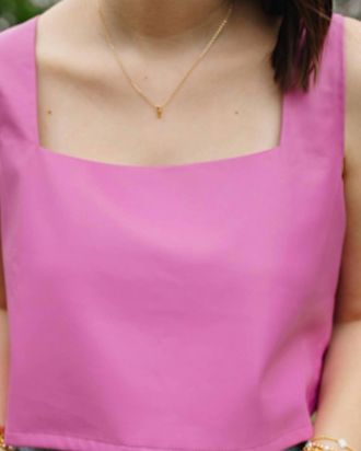 BuddyLove Manning Vegan Leather Cropped Tank Top In Magenta