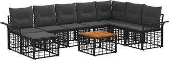 vidaXL Conjunto De Sof&aacute;s De Exterior 9 Uds. Negro Y Gris Oscuro Vidaxl