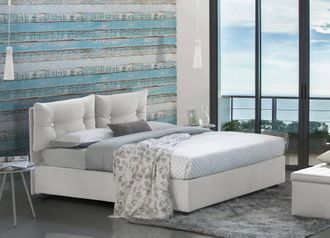 Talamo Italia Talamo Italia - Cama Matrimonial Petra, Cama Contenedor Con Revestimiento De Tela, 100% Made In Italy, Apertura Frontal, Con Colch&oacute;n Cm 160x200 Inclui