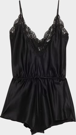 Christine Lingerie Lace-Trim Silk Romper