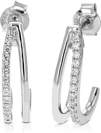 Vir Jewels 1/4 cttw Lab Grown Diamond Hoops Earrings in Sterling Silver With Push Backs For Women