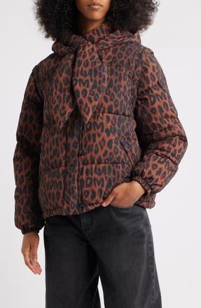 Damson Madder Pearl Convertible Hooded Puffer Jacket in Leopard at Nordstrom Rack, Size 12 Us / 16 Uk