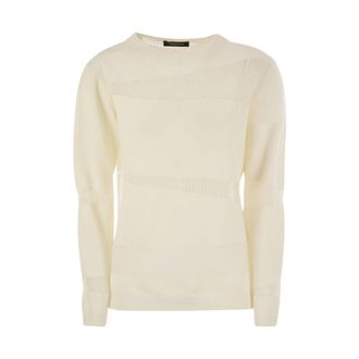 Fabiana Filippi Trui in Platinum en Mohair - Dames - Ronde hals truien - Wit - S - Wol - Truien & Vesten