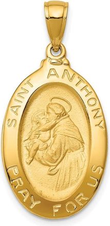 Diamond2Deal 14k Yellow Gold Saint Anthony Oval Medal Hollow Pendant