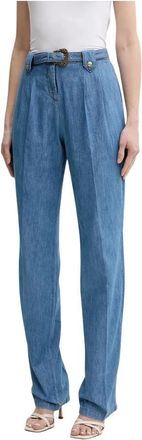 Versace Jeans Couture Baroque Buckle Straight-Fit Jeans - Dames - Regular Fit Jeans - Blauw - W27 - Katoen - Jeans