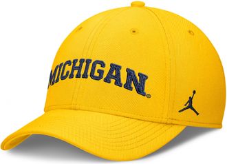 Nike Mens Michigan Classic Swooshflex Jordan Brand Dri-FIT College Hat in Yellow | JC3A78HMWN-KLK