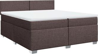 vidaXL Cama Box Spring Con Colch&oacute;n Tela Marr&oacute;n Oscuro 200x200 Cm Vidaxl