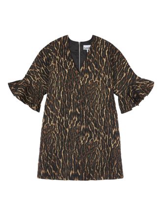 Ganni V-neck mini dress - women - Fabric - 32 - Brown