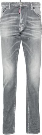Dsquared2 Grey Slim fit faded stretch cotton jeans