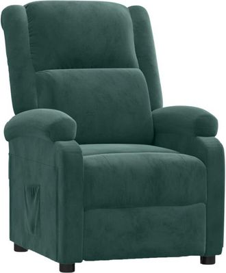 vidaXL Sill&oacute;n Reclinable De Terciopelo Verde Oscuro Vidaxl