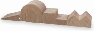 OEM Parque Infantil De Espuma Suave Aterciopelada, Color Beige Oscuro, 5 Piezas
