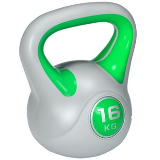 OEM Pesa Rusa 16 Kg Kettlebell Revestimiento De Pu Y Relleno De Arena Para Entrenamiento De Fuerza 27x17x31 Cm Verde Y Gris
