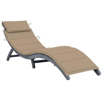 vidaXL Tumbona Con Coj&iacute;n Madera Maciza De Acacia Gris Vidaxl