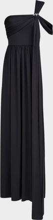 Halston Heritage Adena One-Shoulder Draped Jersey Maxi Dress