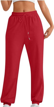 Generic Womens Joggers Baggy Trousers Women Cuffed Fleece Lined Straight Leg Jogger Size 12 Track Suit Bottoms for Women UK Ladies Wide Leg Trousers Royal Blu