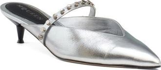 Alexander McQueen City Pointed Toe Mary Jane Mule in Silver/Silver at Nordstrom, Size 8.5Us