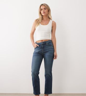 Good American Petite jeans dritti in blu medio
