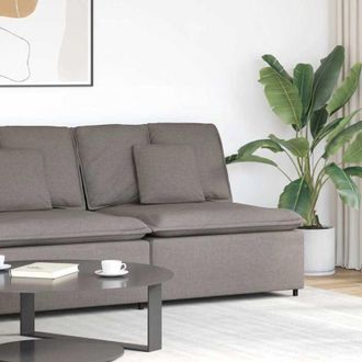 vidaXL Modulo Centrale Divano Modulare con Cuscini Tortora 100 cm - Vidaxl