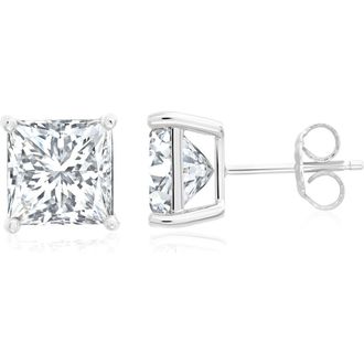 Crislu Mens Cubic Zirconia Square Stud Earrings in Platinum at Nordstrom