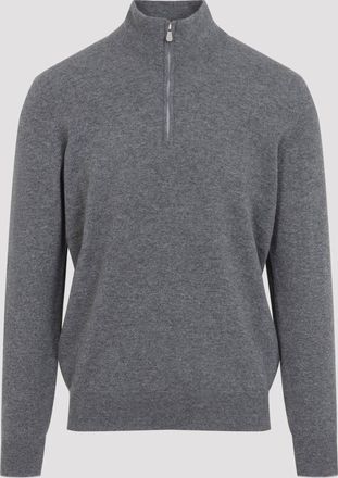 Brunello Cucinelli Brunello Cucinelli kasjmier trui met halve rits