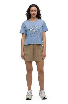 tentree Floral Crop T-Shirt in Lakeside Blue/meteorite Black at Nordstrom, Size X-Large