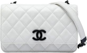 Chanel Pre-owned Wallet on Chain - Dames - Vintage Schoudertas - Wit - ONE Size - Leer - Vintage