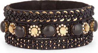Deepa Gurnani Reed Bead & Crystal Bracelet in Black at Nordstrom