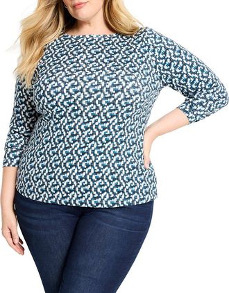 Nic+Zoe Nic+Zoe Plus Printed Boat T-Shirt