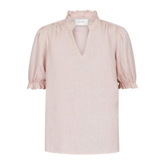 Neo Noir Rose Smoke Blouse met Pofmouwen - Dames - Blouses - Roze - M - Katoen - Overhemden