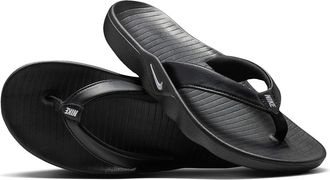 Nike Marina Womens Slippers Black/White : 12 B - Medium, Faux Leather